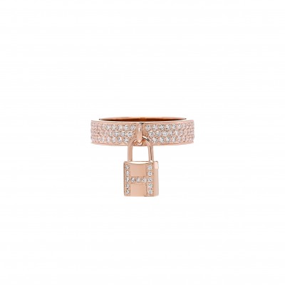 HERMÈS 8K ROSE GOLD DIAMOND MM KELLY CLOCHETTE RING 